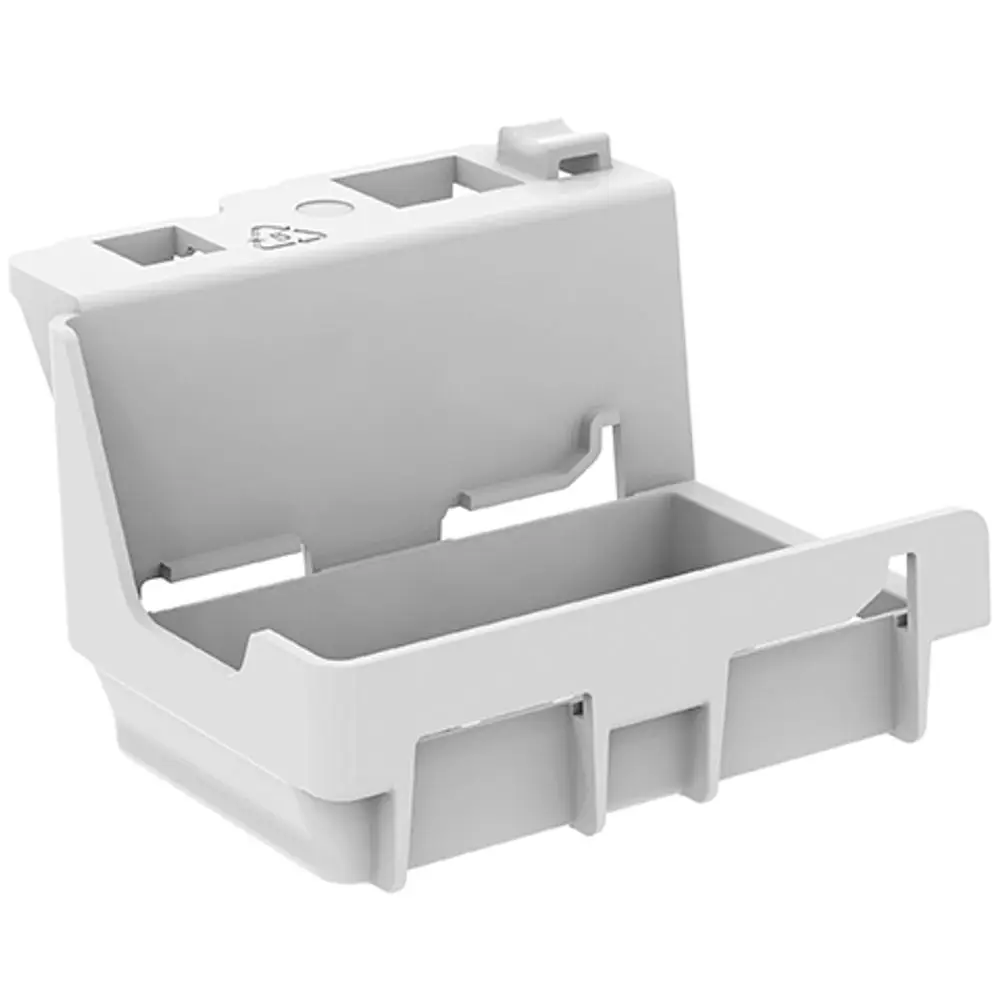 E-Modulträger von Ideal Standard, in hellgrauer Farbe, mit aufklappbarem Deckel und Innenfach für die Befestigung und Aufbewahrung.